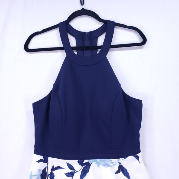 Speechless Navy Blue N White Floral Layered Formal Party Preppy Dress Size XL - Picture 2 of 15